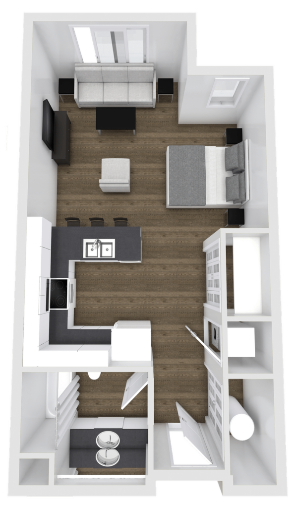 Luxury studio apartment layout